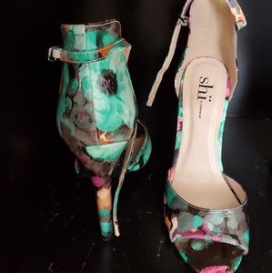 Open toe ankle strap heels